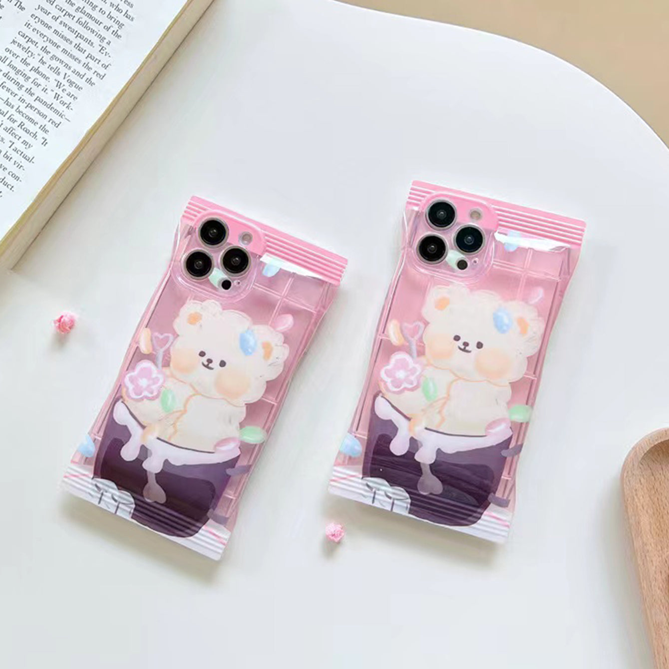 1pc Creative Candy Color Cartoon Animal Shockproof Phone Protective Case