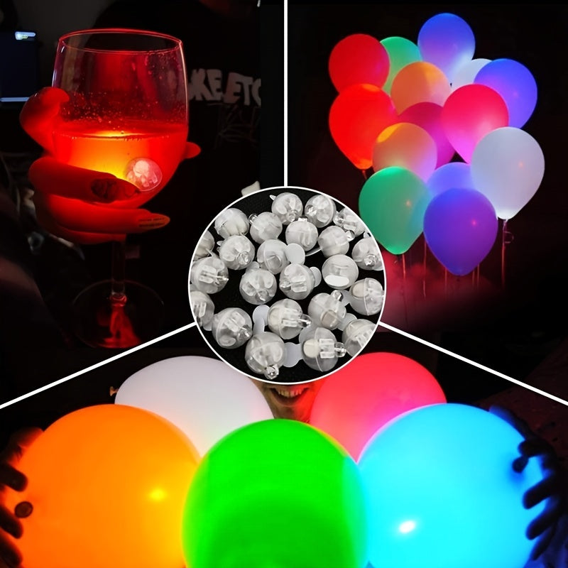50pcs Multicolor LED Balloon Light Rainbow Colored Round Led Flash Mini Ball Light For Paper Lantern Balloon Indoor Outdoor Party Event Fun Birthday Party Wedding Halloween Christmas Decorations