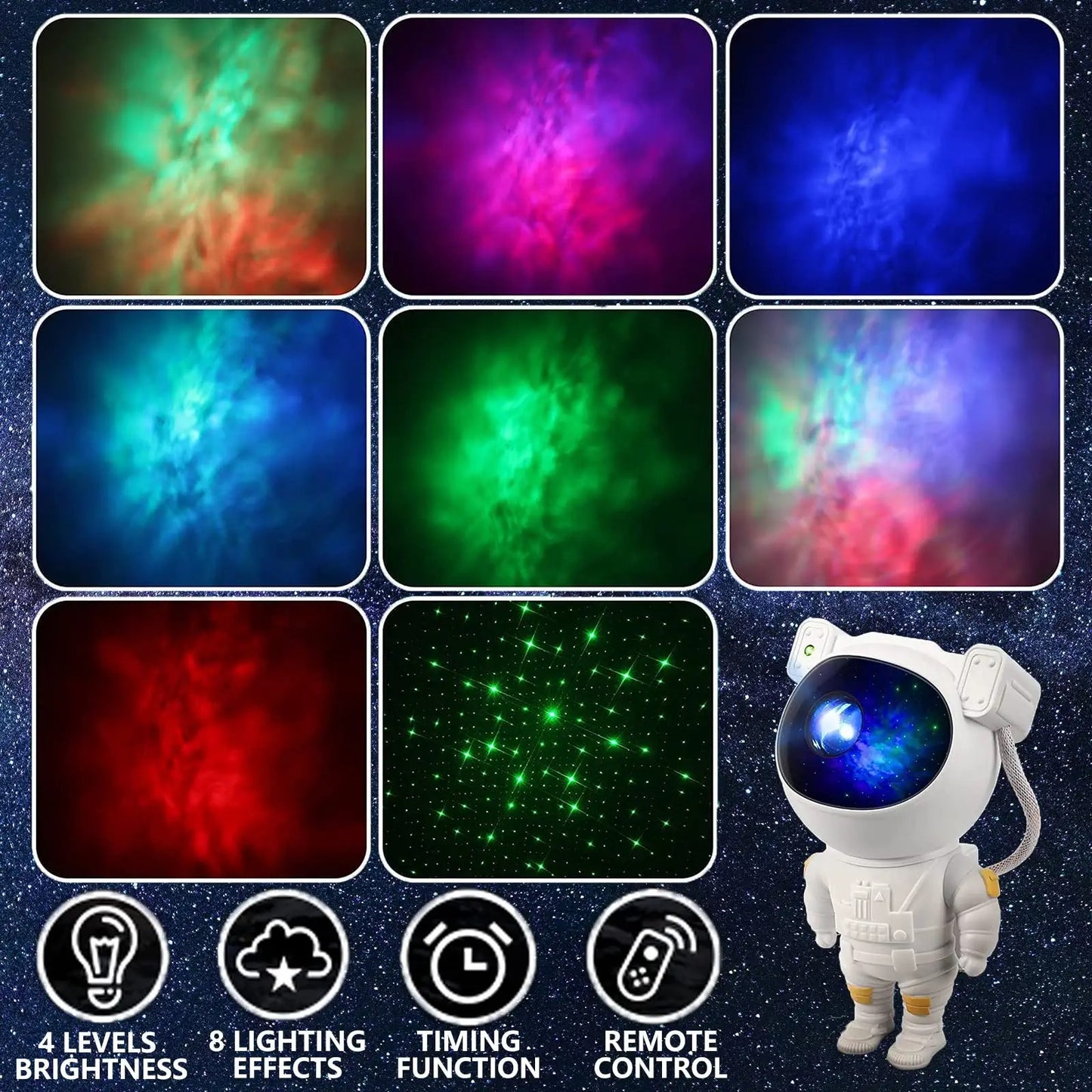 1pc Astronaut Galaxy Projector Multiple Modes Galaxy Night Light With Remote Control
