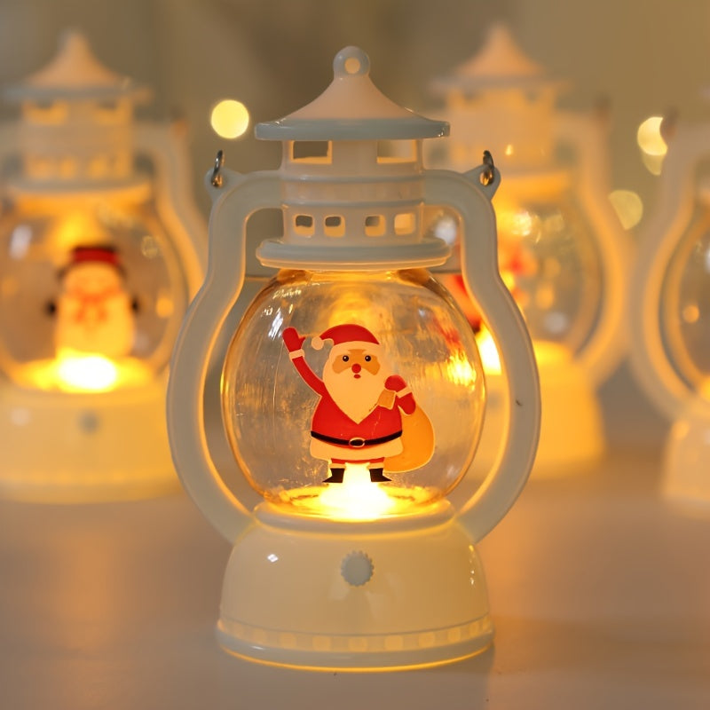 1pc Christmas Decorative Wind Lantern, Portable LED Small Oil Lamp, Glowing Lantern