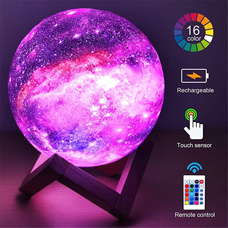 Moon Lamp, Kids Night Light Galaxy Lamp 16 Colors LED 3D Star Moon Light Change Touch And Remote Control, Galaxy Light For Gifts Christmas