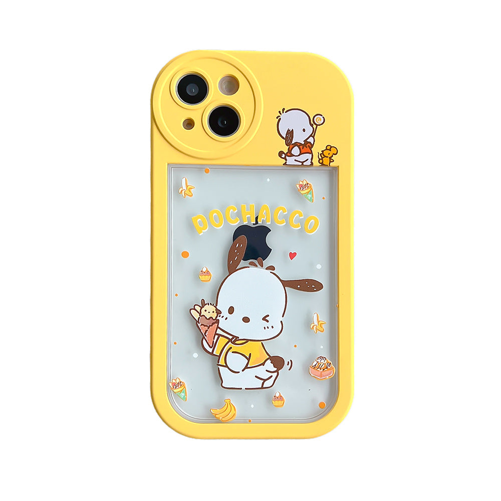 Cute Ice Cream Pacha Dog Pattern Mobile Phone Case, With Camera Big Eyes Shape Shock-absorbing