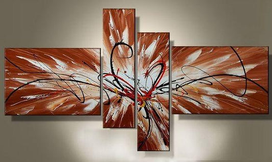 Modern Abstract Art, Bedroom Canvas Painting, Abstract Painting on Canvas, 4 Piece Abstract Art, Dining Room Wall Art for Sale