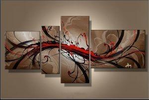Wall Hanging, Extra Large Painting, Living Room Wall Art, 4 Panel Modern Art, Extra Large Art