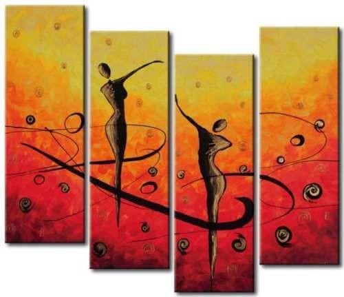 Ready to Hang Painting, Abstract Modern Art, Bedroom Wall Paintings, Abstract Figure Art, Abstract Painting on Canvas, 4 Piece Wall Art Ideas