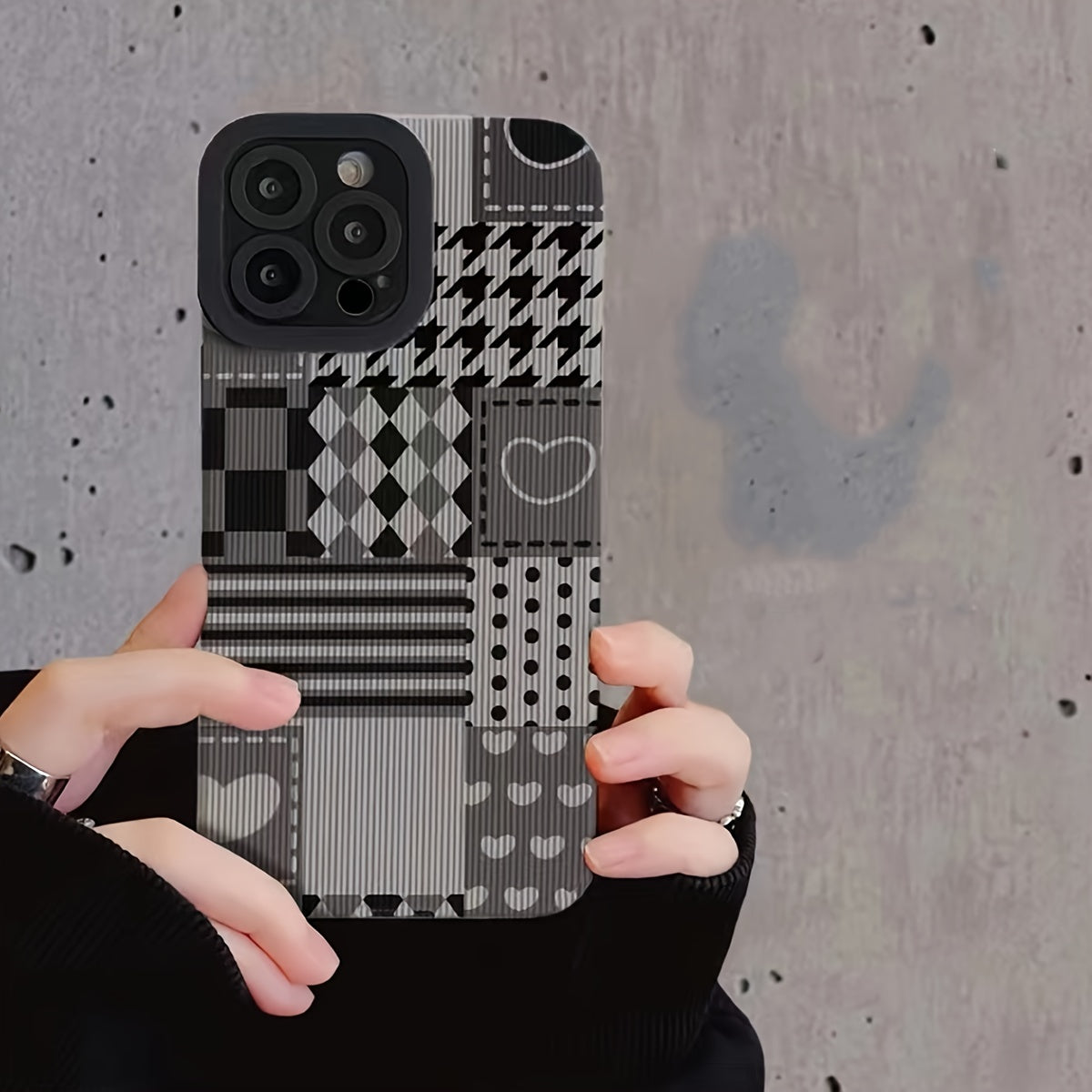 1pc Phone Case With Geometric Patterns, Phone Case