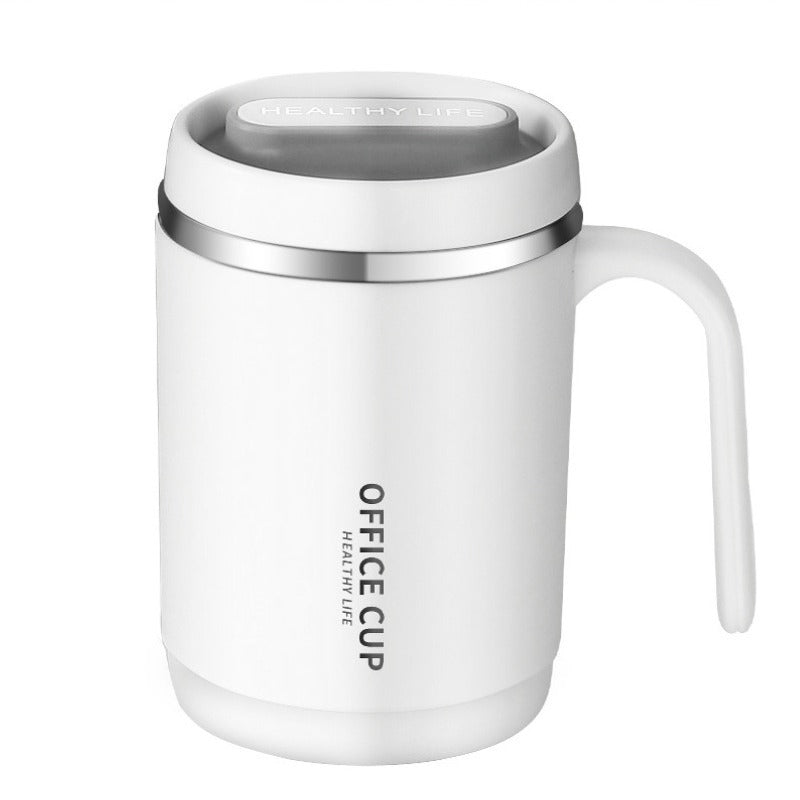1pc Stainless Steel Cups With Lid, 16 Oz 304 Stainless Steel Tumblers Durable Coffee Mug With Splash Proof Sliding Lid, Drink With Lid Open, Plastic Housing And Lid, Straw Not Included