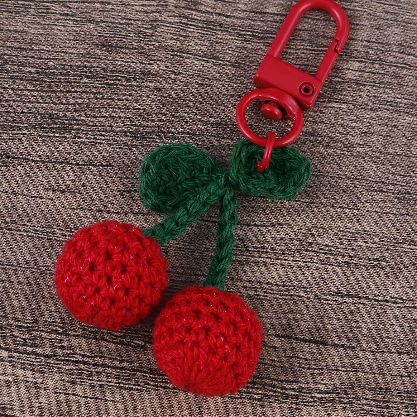 Wool Hand-made Hook Needle Cherry Ball Bag Accessories Keychain Pendant 1Pcs