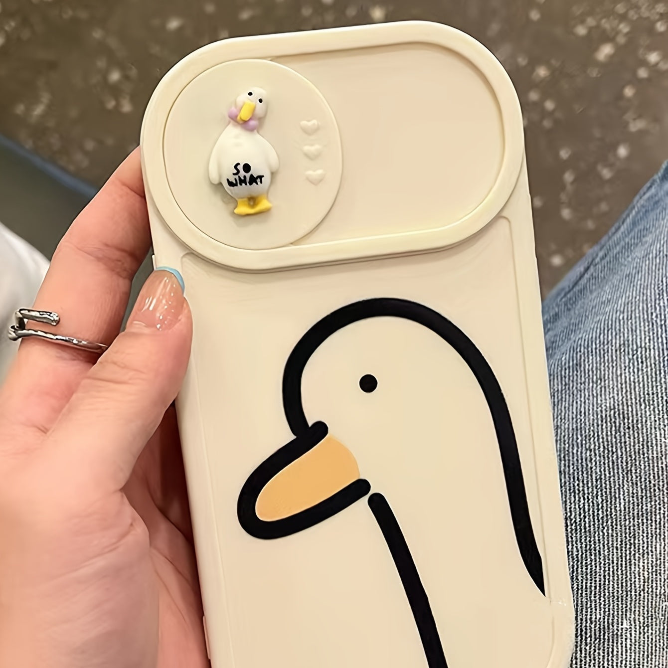 White Phone Case With Duck Pattern