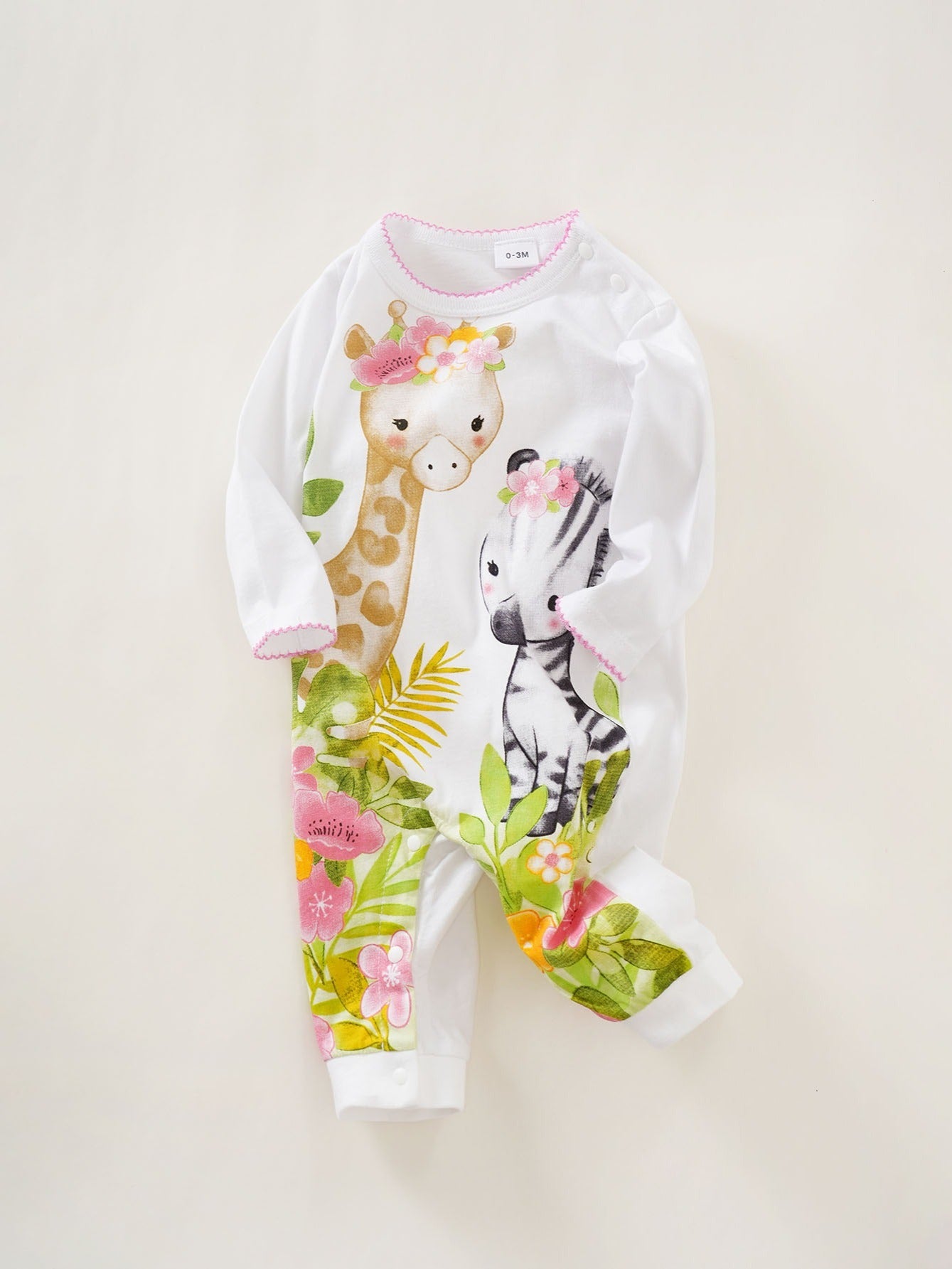 Toddler Newborn Baby Girls Romper Cartoon Giraffe Zebra Printed Jumpsuit