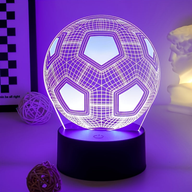 Table Lamp - Seven Colours Creative 3D Night Light, Football World Cup USB Atmosphere Table Lamp with Touch Button