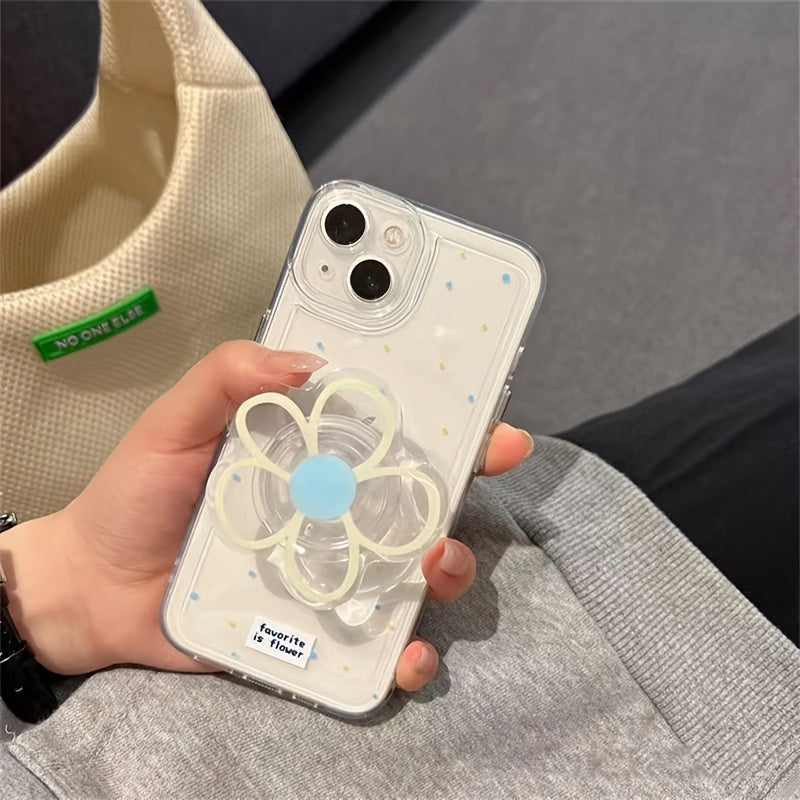 Transparent Phone Case With Flower Shape Phone Grip Phone Case