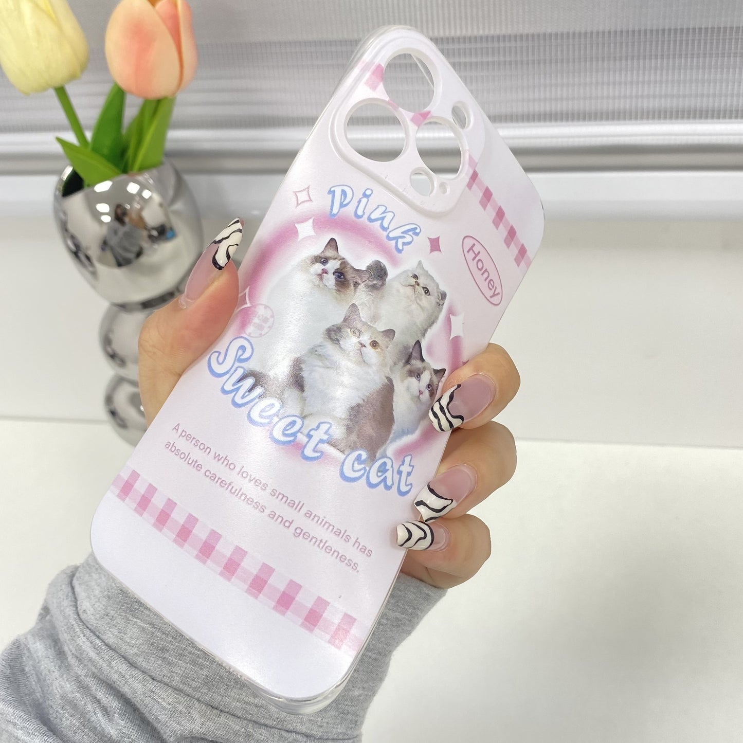 Four Cute Kittens On Pink Background Phone Case