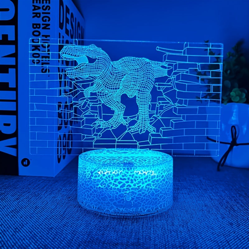 1pc Dinosaur Toys 3D Night Light With Remote & Smart Touch, 7 Lighting Modes Changing Dimmable Desk Lamp For TRex Toys Boy Or Girl Gifts 5.55"x6.8"
