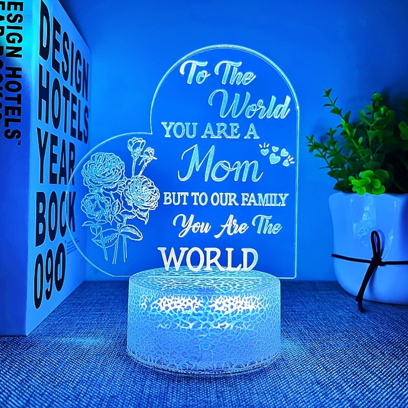 1pc Creative 3D Night Light, Blessings For Mother, USB Atmosphere Desk Lamp With Touch Button 6.69"x5.15"