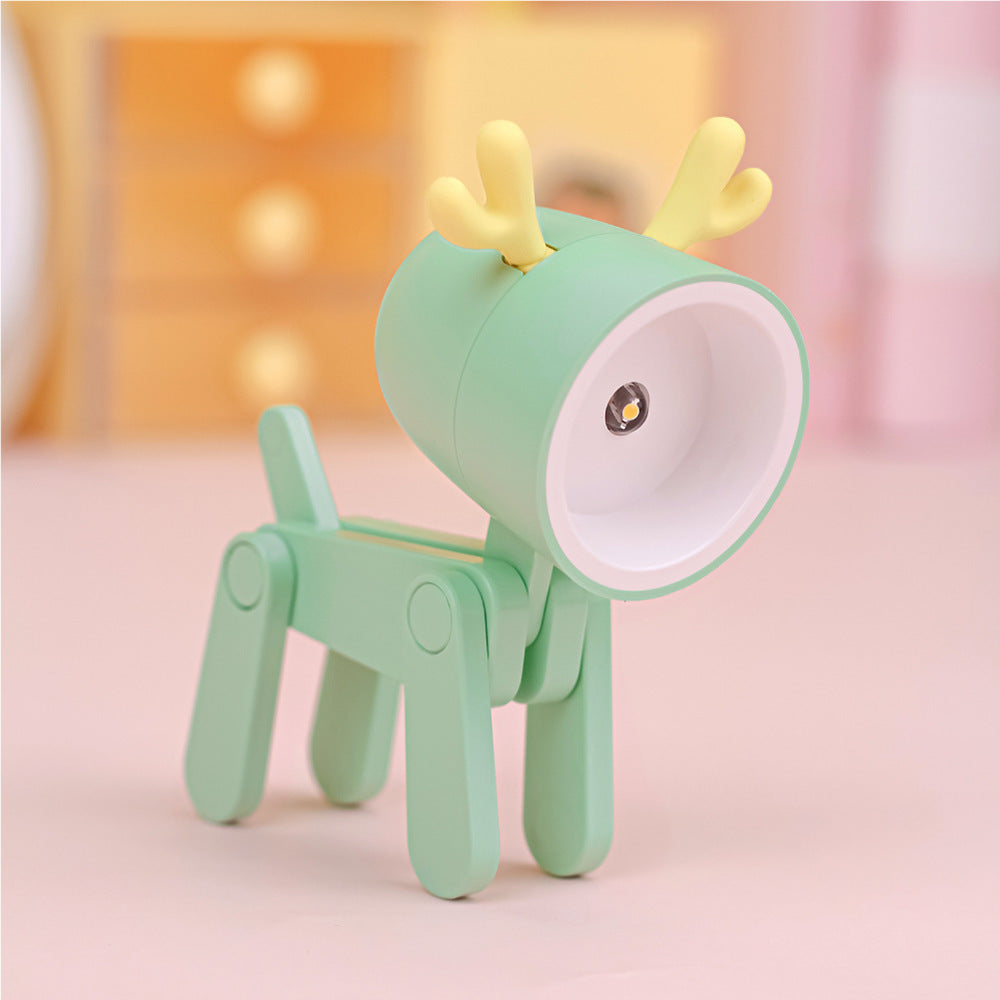 1pc Small Deer Desktop Decoration Night Light Table Lamp With 6 AG3 Button Coin Cell Batteries