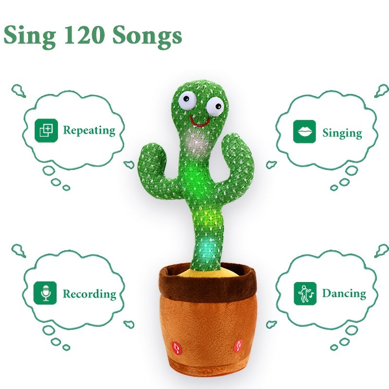 Talking Cactus Toy, Dancing Cactus Baby Toy With Lighting, Singing Mimicking Cactus Baby Toys Repeat What You Say Cactus, Recording 15 Seconds