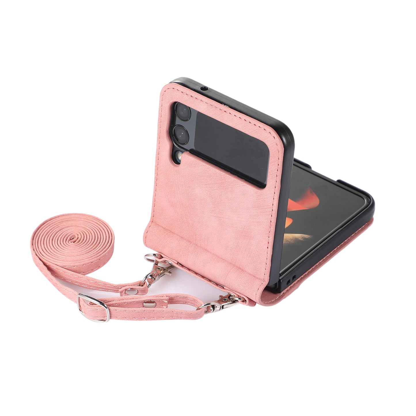 Applicable To Samsung Z Flip 4 Rose Gold Mobile Phone Case
