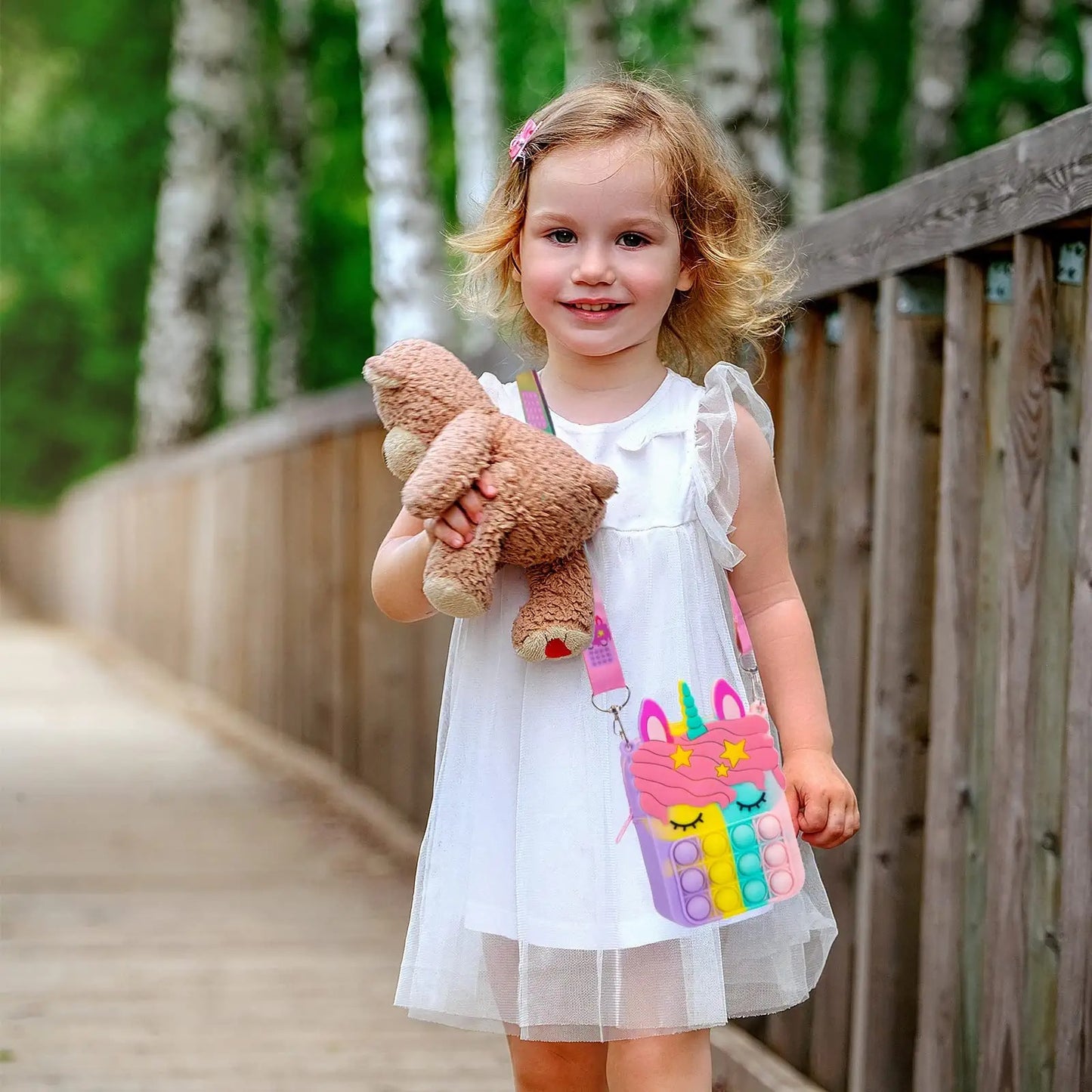 Girl Unicorn Pop Purse | Pop Bag With Unicorn Pop Toy, Shoulder Bag Fidget Toys | Pop Fidget bag