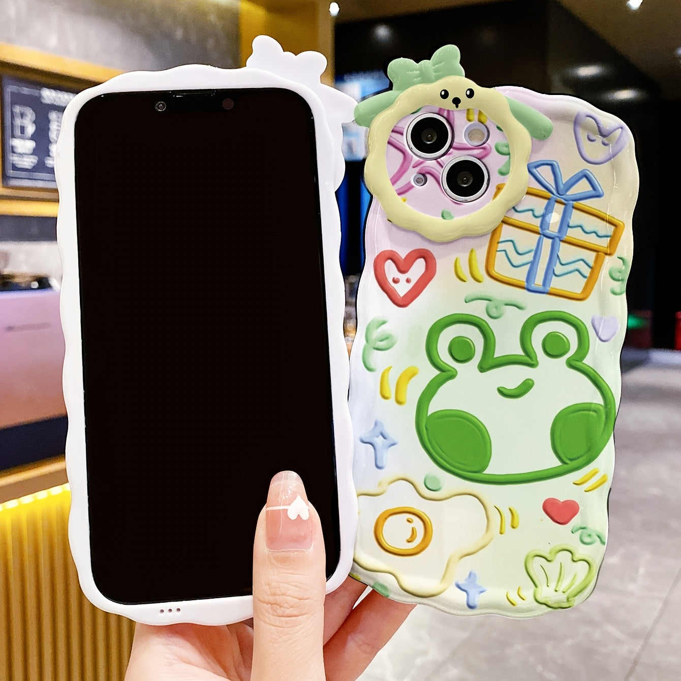 1pc Phone Case With Frog Pattern, Cartoon Phone Case