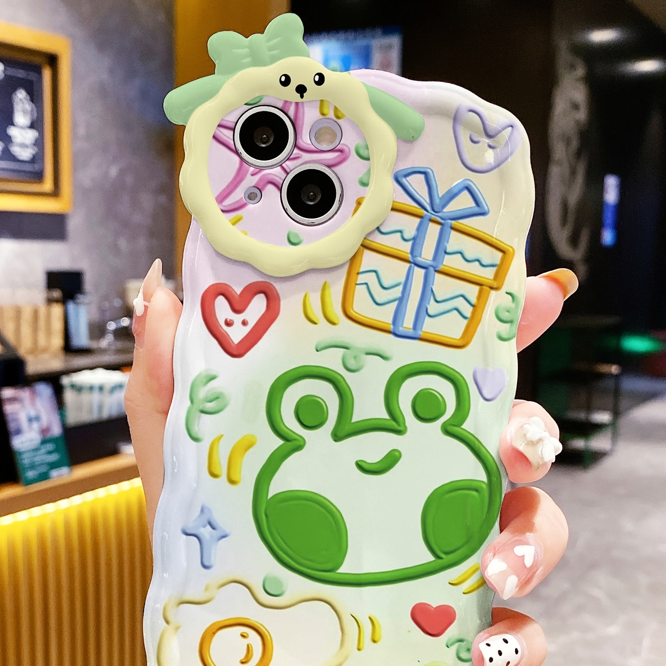 1pc Phone Case With Frog Pattern, Cartoon Phone Case