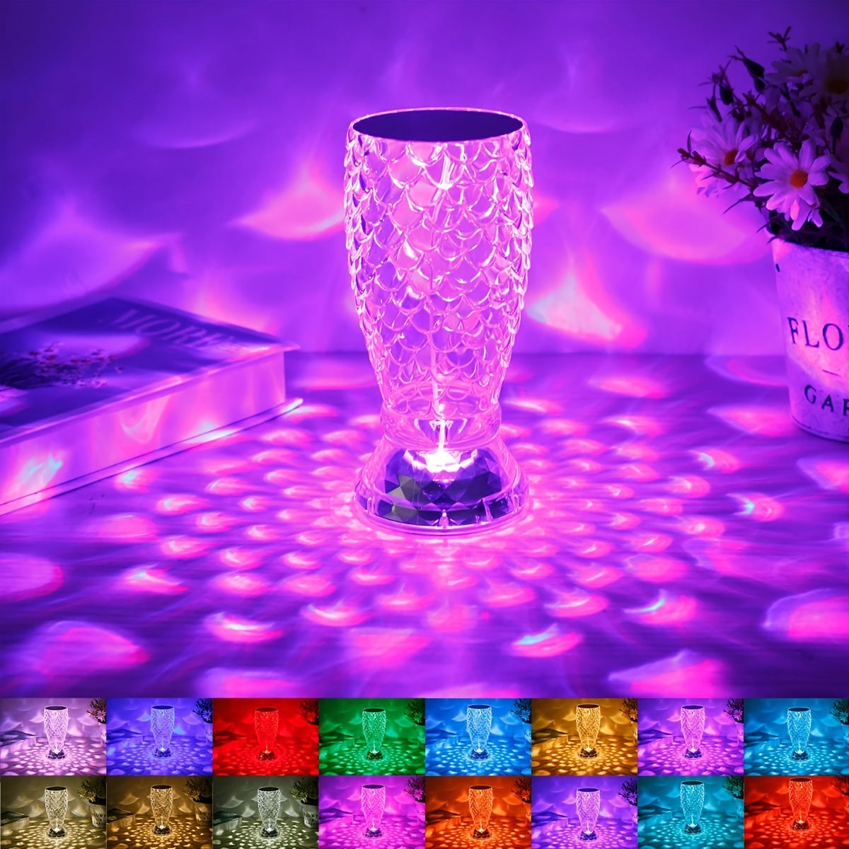 Table lamp-fish scale touch rechargeable LED lamp