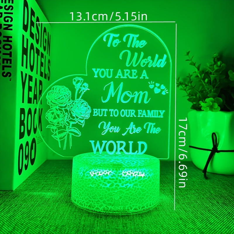 1pc Creative 3D Night Light, Blessings For Mother, USB Atmosphere Desk Lamp With Touch Button 6.69"x5.15"