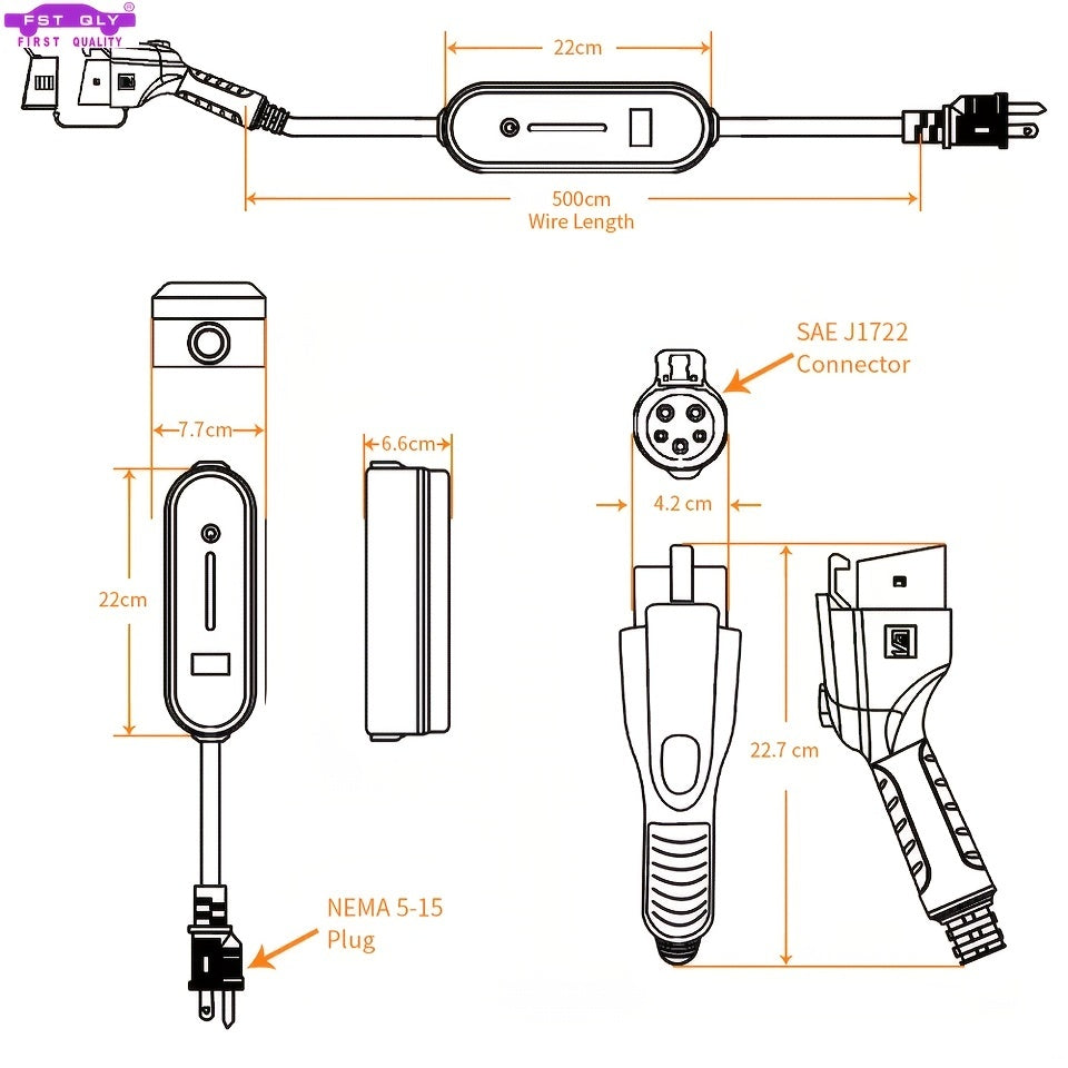 Electric Vehicle Charger - Type 1 Appointment Charging Cable (Four Step Switching)