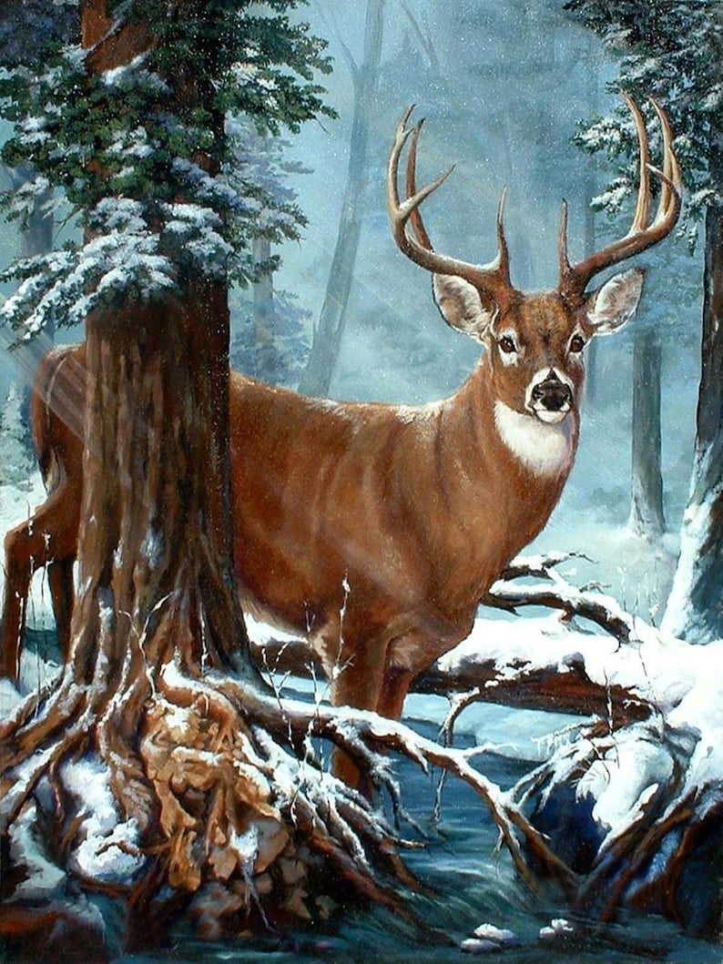 New arrived Complete deer 5D Diamond Painting Landscape christmas eve Cross stitch Kit Embridery Round Diamond painting