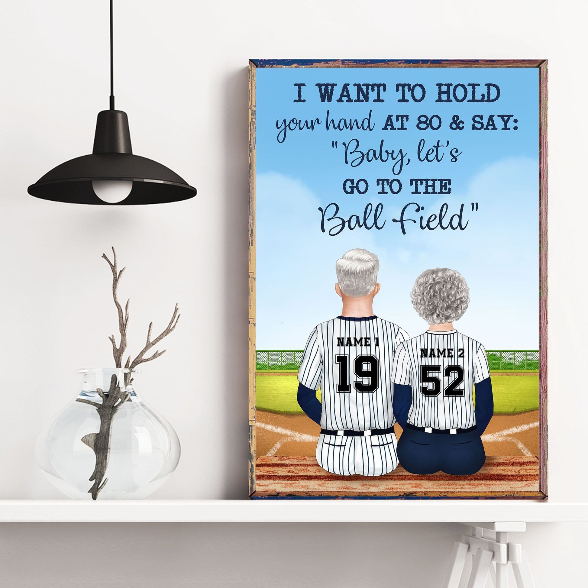 I Want To Hold Your Hand At 80 & Say: "Baby, Let's Go To The Ball Field" Canvas & Poster-Macorner