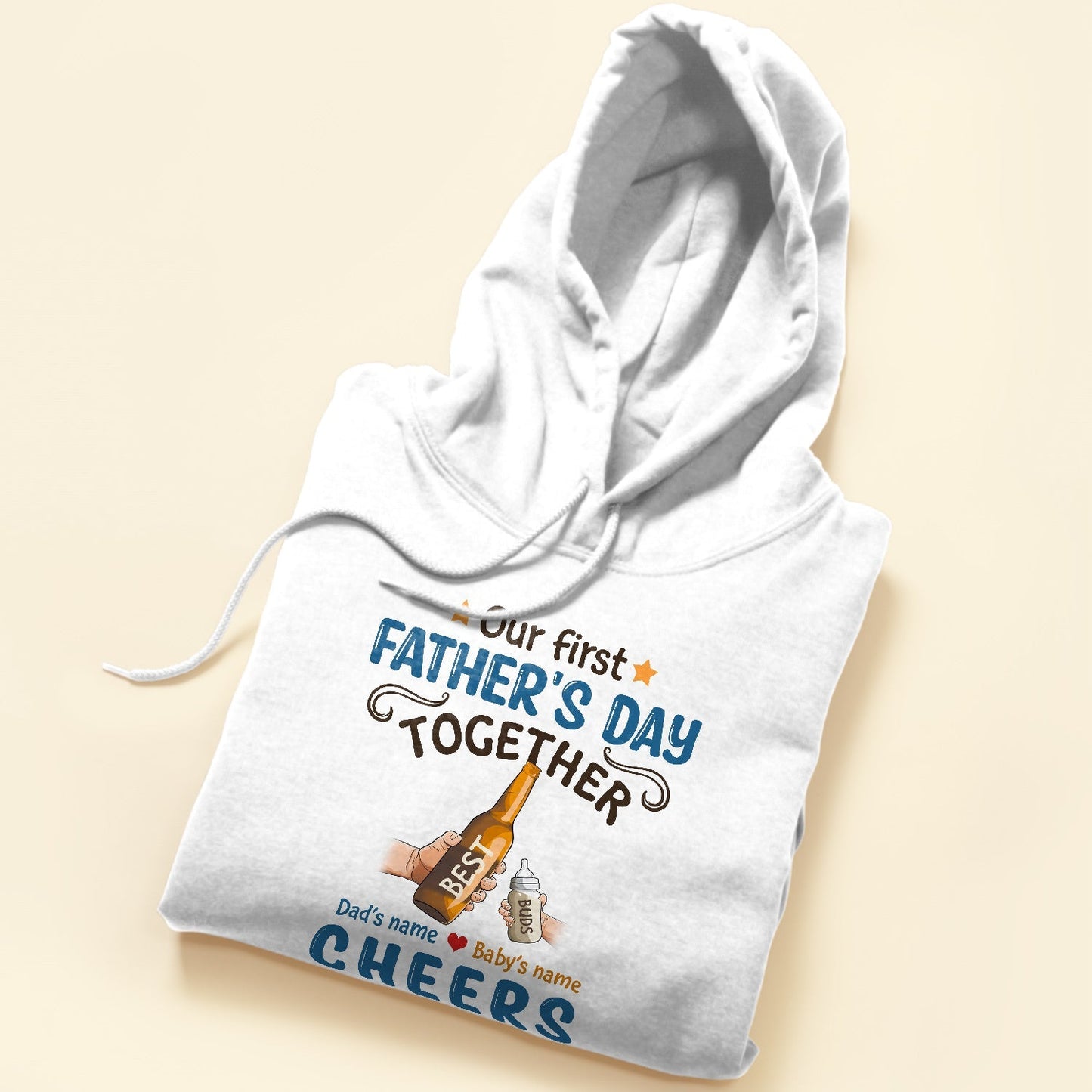 Our First Father's Day Together - Personalized Shirt And Baby Suit - Father's Day Gift For Dad, Baby - Beer And Milk