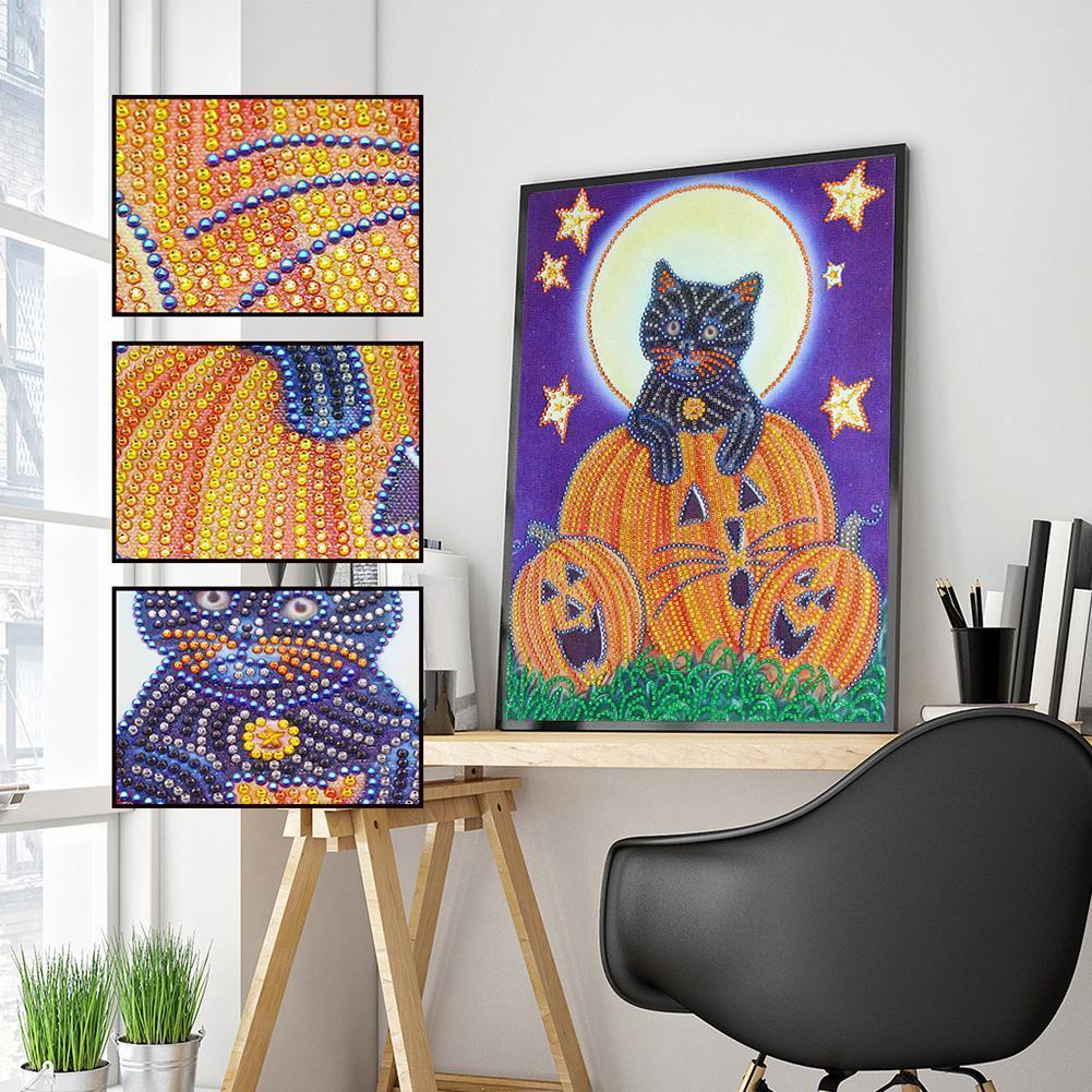 Pumpkin Cat 5D DIY Special Shaped Diamond Painting - artpaintingworld